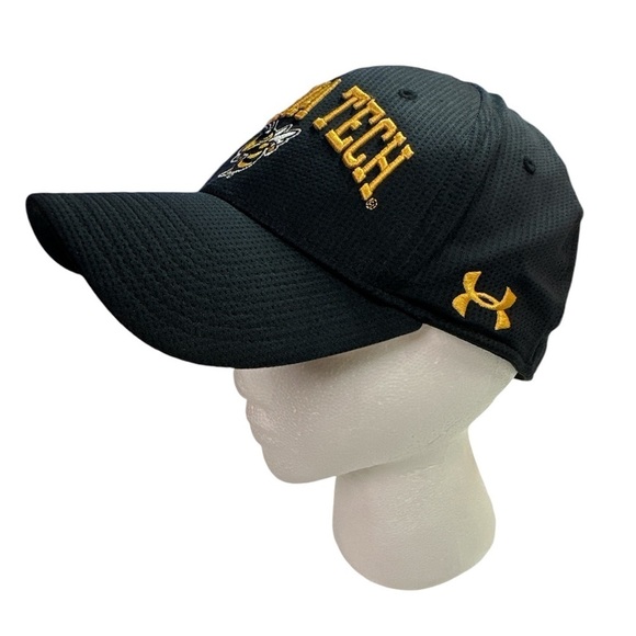 Under Armour Men’s Black/Gold Georgia Tech Breathable Elastic Band Ball-cap S/M - Picture 1 of 6